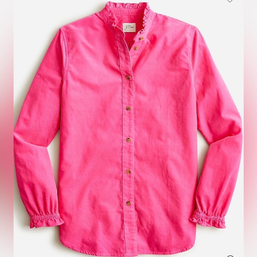 J. Crew Classic-fit ruffleneck Pink shirt in corduroy size 4 - Picture 15 of 15
